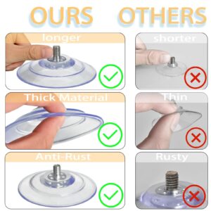 AccEncyc Upgraded Large Suction Cup with Screws 3.4"/85mm Plastic Suction Pads 4 Pack Clear PVC Sucker Pads with M8 Screw Nut Extra Strong Adhesive Glass Suction Holder