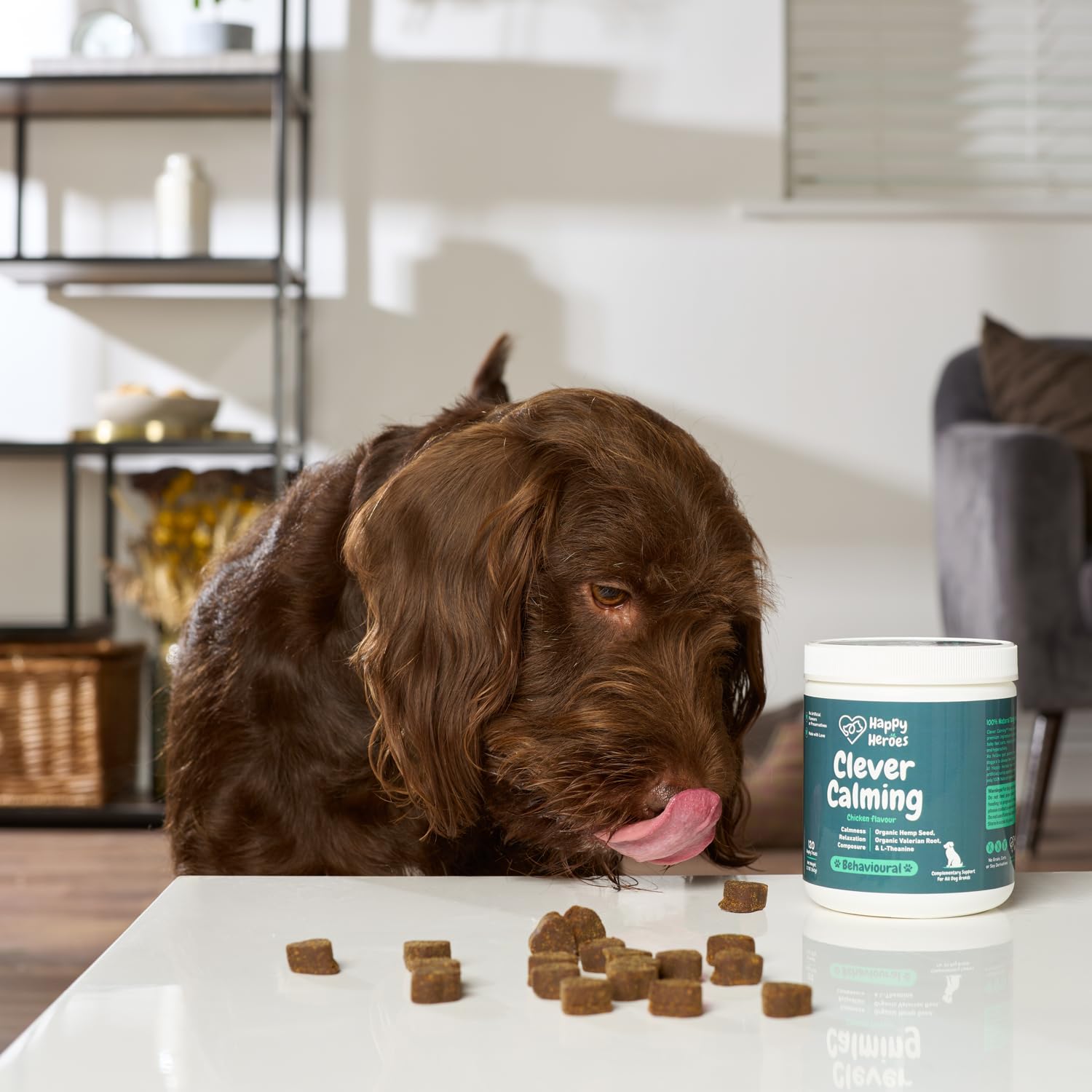 Happy Heroes - Clever Calming Dog Treats, 100% Natural Supplement, Behavioural Health, Reduces Stress, Fear, Hyperactivity, Aggression, Provides Dog Anxiety Relief & Relaxation