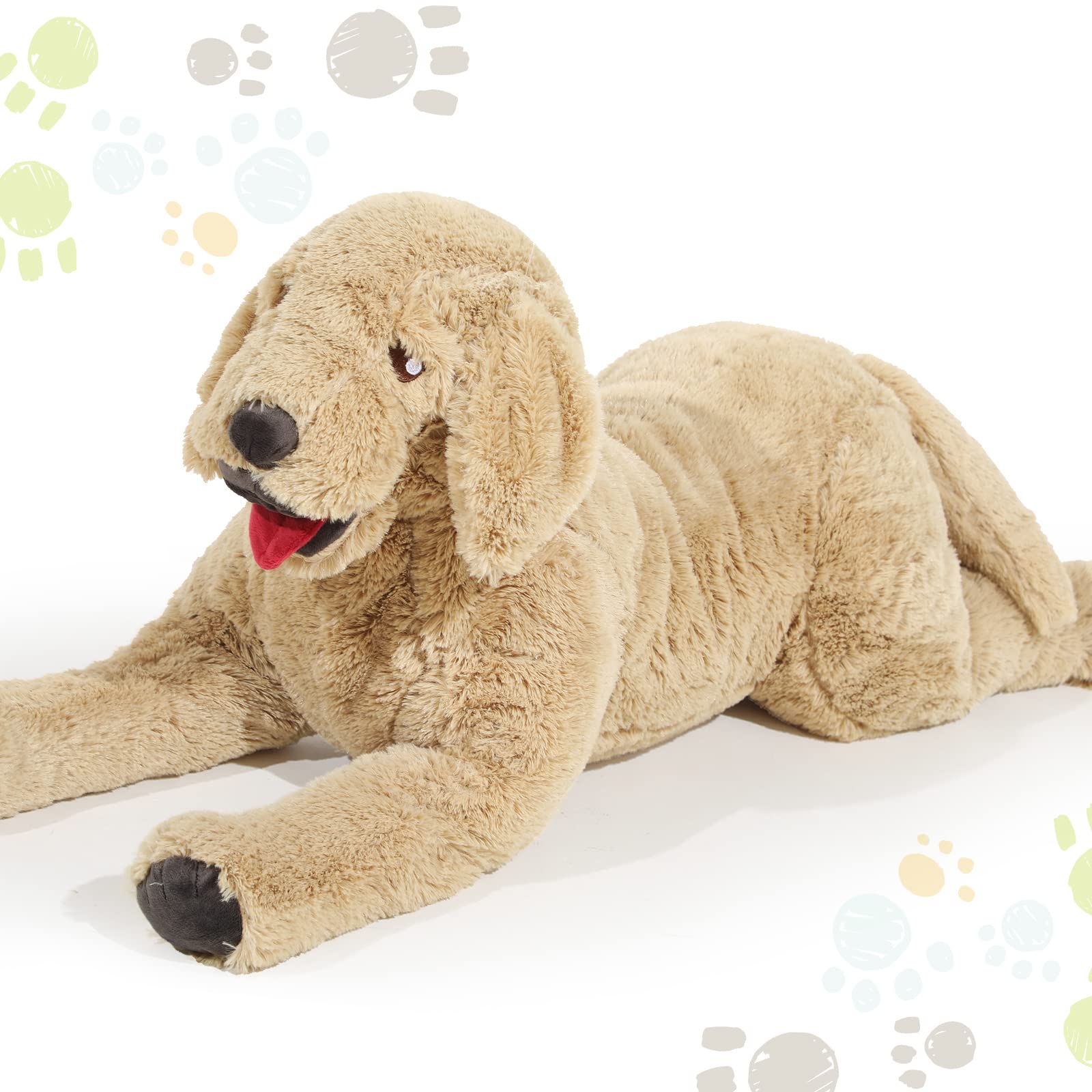 Geosar Giant Dog Stuffed Animals Fluffy Labrador Large Stuffed Dog Hugging Toy Big Cuddly Plush Body Pillow Gifts for Adult Kids, Pets Birthday Party Christmas New Year, Gold(100 cm/ 39.4 inch)