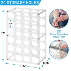 Vinyl Roll Holder with 24 Large Holes - Wide, Sturdy Acrylic Vinyl Storage Organizer - Multifunctional, Easy-to-Assemble Vinyl Roll Storage - Vinyl Organizer Art Rack