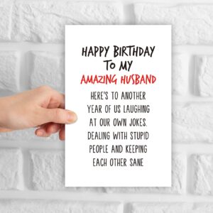 GYYsweetus Happy Birthday Card for Husband, Funny Birthday Gift for Amazing Husband Hubby from Wife (Laugh At Our Own Jokes)