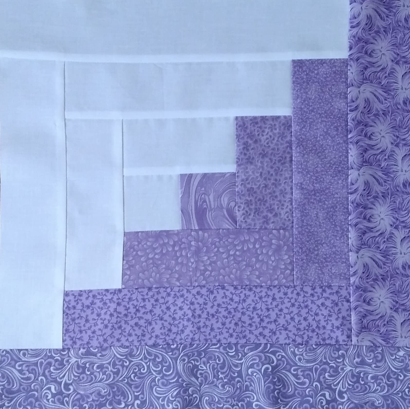 Purples and White Log Cabin Block Kit - Makes a 42 x 56 Quilt Top Only