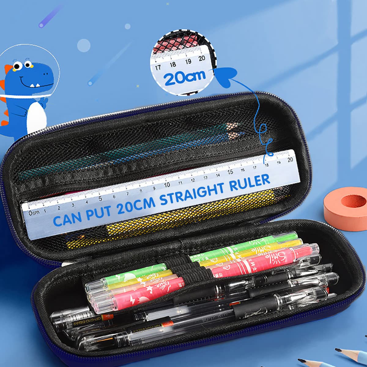 FEWOFJ 3D Space Shuttle Pencil Case for Kids Boys, Waterproof Pencil Box with Compartments Pen Pouch