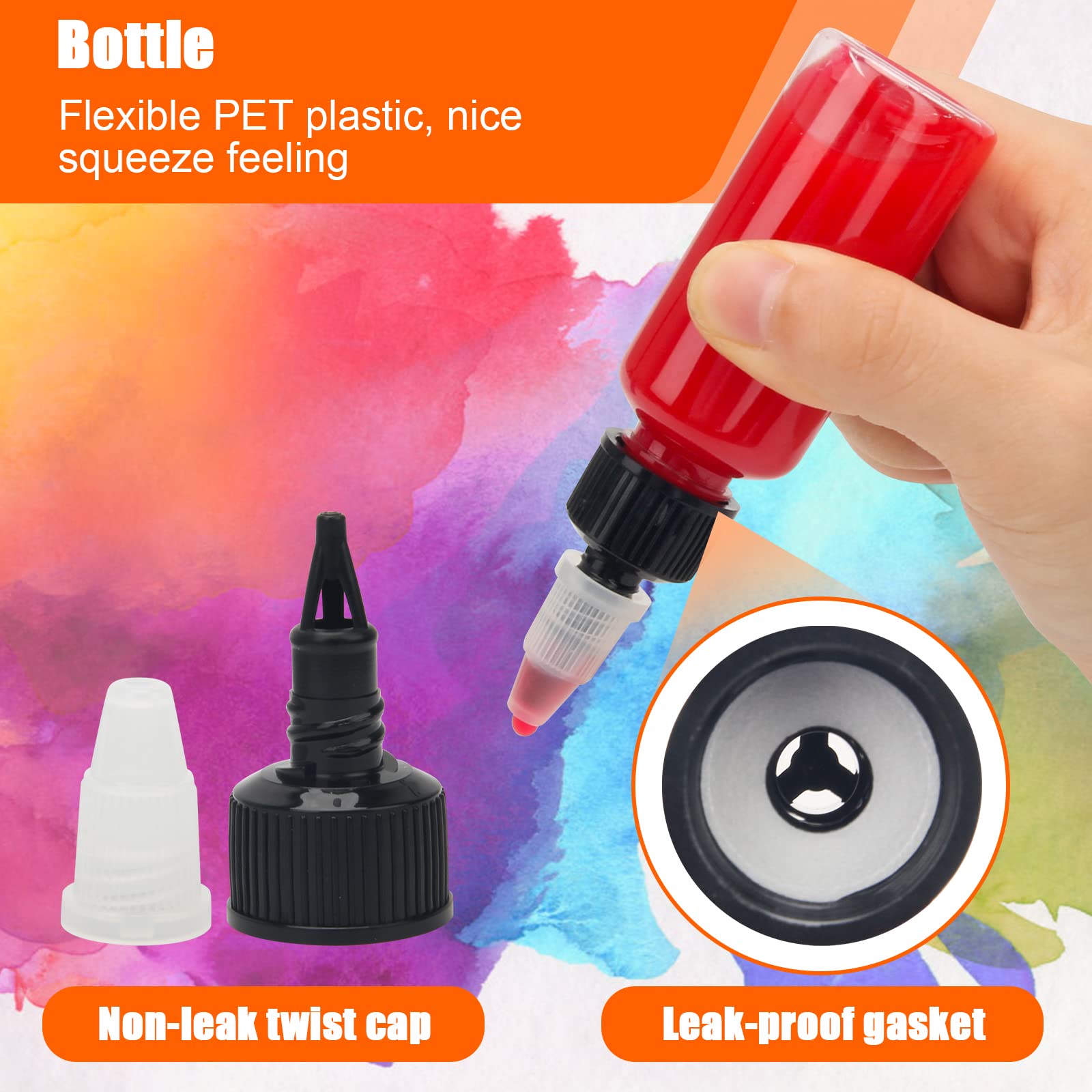 Adecco LLC 50PCS Plastic Dropper Bottle, 1oz Dispensing Bottles Applicator, 30ML Empty Squeeze Dropper Bottles with Twist Top Cap