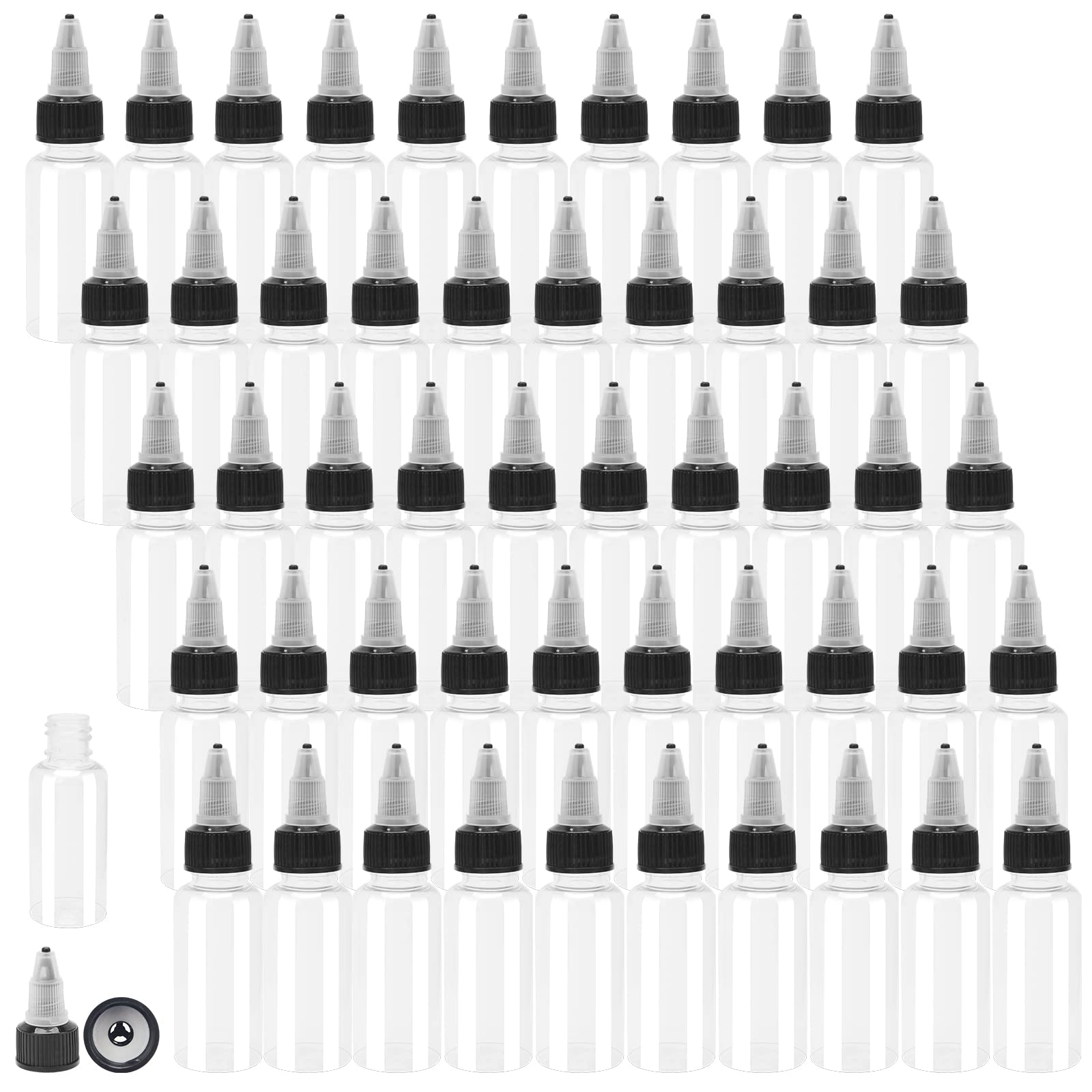 Adecco LLC 50PCS Plastic Dropper Bottle, 1oz Dispensing Bottles Applicator, 30ML Empty Squeeze Dropper Bottles with Twist Top Cap