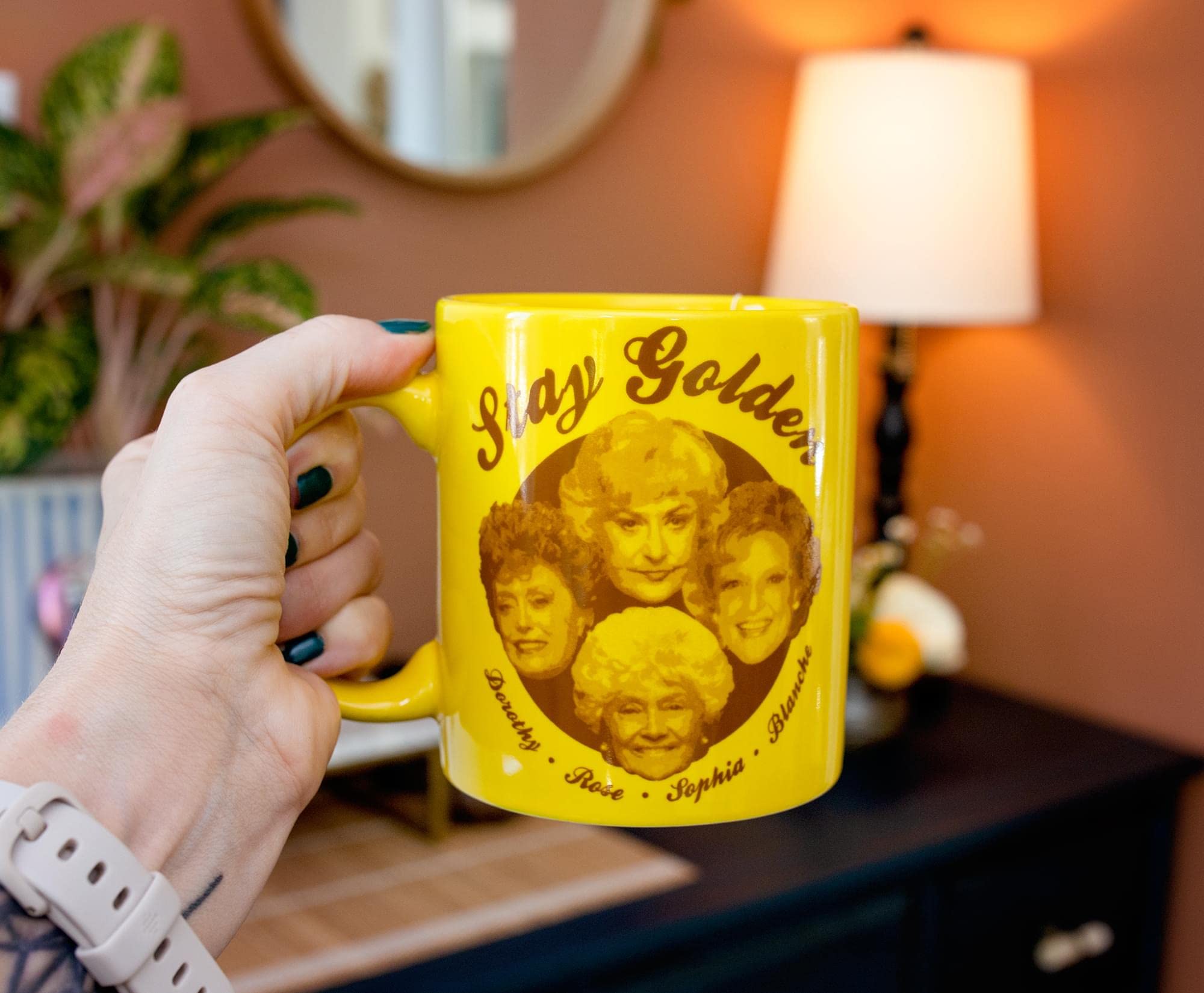 Toynk The Golden Girls Stay Golden Gold Ceramic Mug | BPA-Free Coffee Cup For Espresso, Tea | Holds 20 Ounces