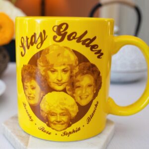 Toynk The Golden Girls Stay Golden Gold Ceramic Mug | BPA-Free Coffee Cup For Espresso, Tea | Holds 20 Ounces