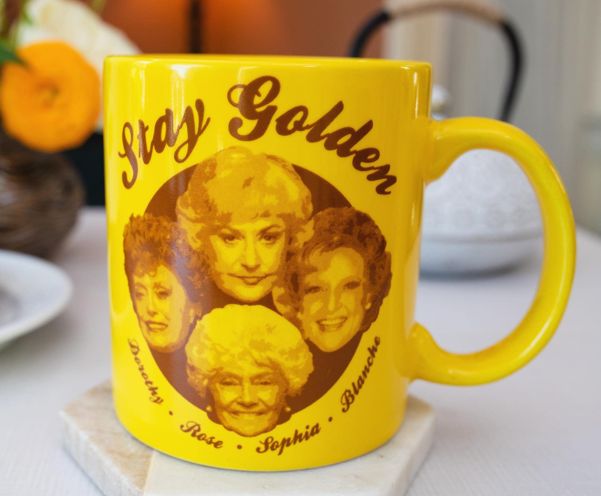 Toynk The Golden Girls Stay Golden Gold Ceramic Mug | BPA-Free Coffee Cup For Espresso, Tea | Holds 20 Ounces