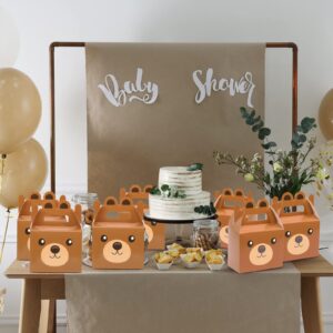 12Pcs Bear Treat Boxes Party Supplies Bear Baby Shower Theme Party Favor Goody Gift Boxes For Kids Boy Girl Brown Bear Theme Birthday Baby Shower Party Decorations Treat Candy Boxes 5.9x3.2x7.9inch