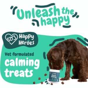 Happy Heroes - Clever Calming Dog Treats, 100% Natural Supplement, Behavioural Health, Reduces Stress, Fear, Hyperactivity, Aggression, Provides Dog Anxiety Relief & Relaxation