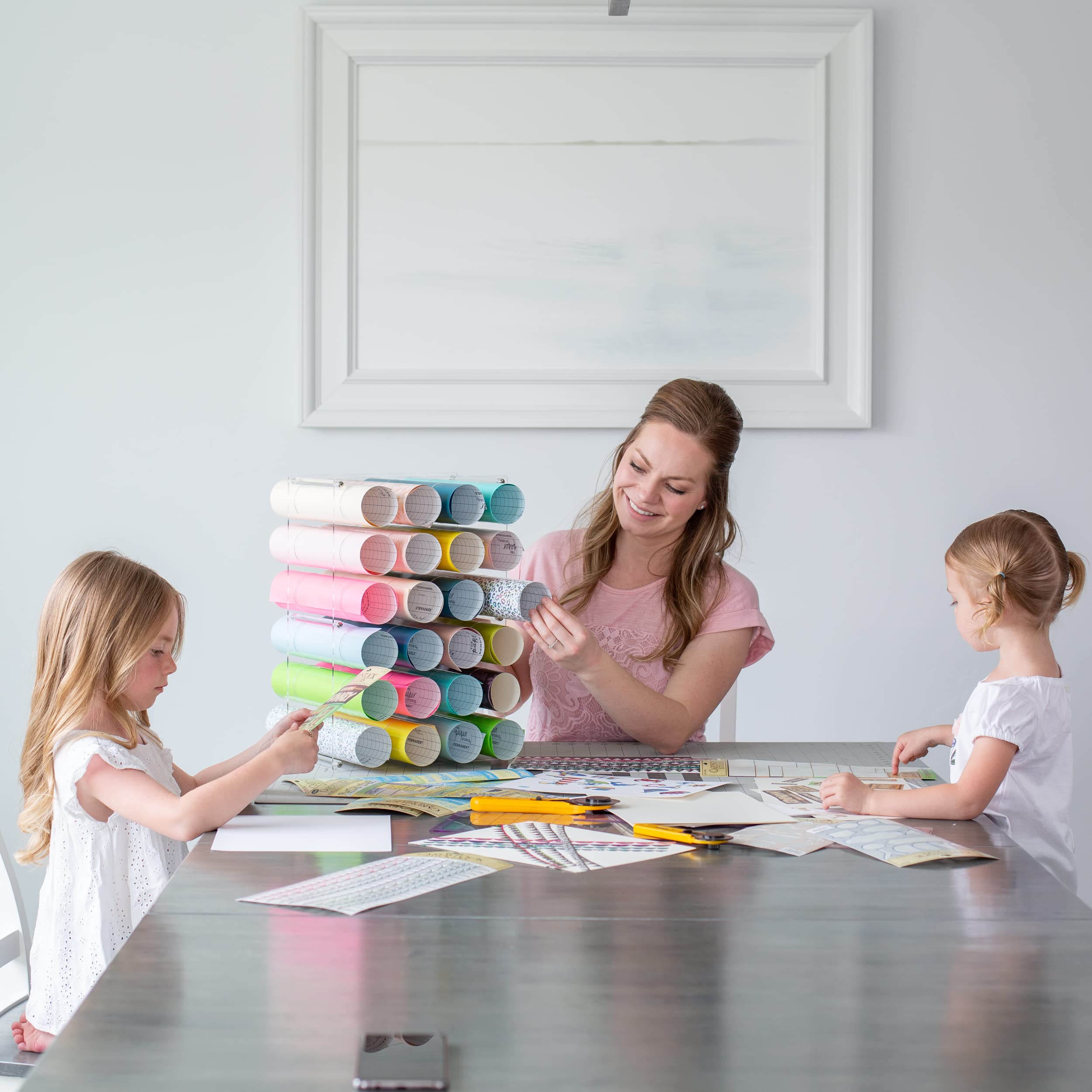 Vinyl Roll Holder with 24 Large Holes - Wide, Sturdy Acrylic Vinyl Storage Organizer - Multifunctional, Easy-to-Assemble Vinyl Roll Storage - Vinyl Organizer Art Rack