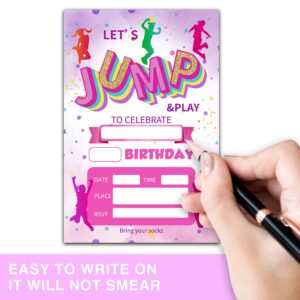 ONDTOM Jump Trampoline Birthday Party Invitations With Envelopes(4" x 6")- 20 Pack - Bounce House Party Invites-c56