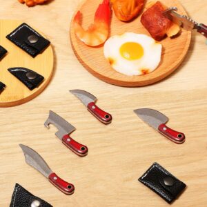 13 Pieces Mini Knifes Damascus Pocket Set Tiny Chef Knife Mini Stainless Steel Knife with Sheath for Bottle Opener Package Opener Box Cutter