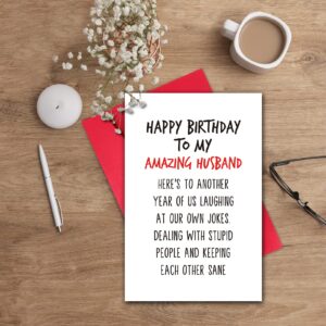 GYYsweetus Happy Birthday Card for Husband, Funny Birthday Gift for Amazing Husband Hubby from Wife (Laugh At Our Own Jokes)