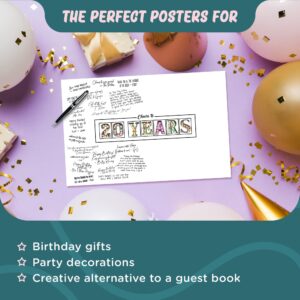 L&O Goods 20th Birthday, Anniversary and Graduation Decorations | Signature Board for Party | Party Supplies, Guest Book, Or Card Alternative | Poster Size 11x17 | 20 Years Poster - (Unframed)