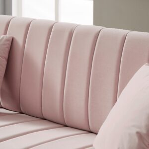 Majnesvon 61" Modern Loveseat Sofa Couch,Cashmere Fabric Small Love Seat w/2 Pillows and Metal Legs,2-Seater Upholstered Mini Sofa Couches for Small Space,Living Room Bedroom Apartments (Pink) (Pink)