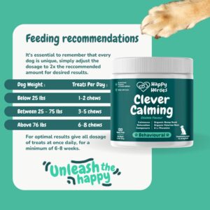 Happy Heroes - Clever Calming Dog Treats, 100% Natural Supplement, Behavioural Health, Reduces Stress, Fear, Hyperactivity, Aggression, Provides Dog Anxiety Relief & Relaxation