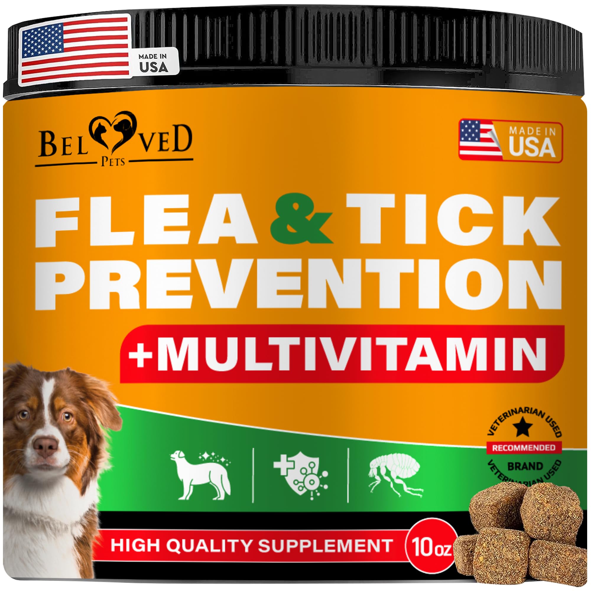 Flea and Tick Prevention Chewable Pills for Dogs - Revolution Oral Flea Treatment for Pets & Complex Multivitamin -Natural Pest Control & Defense Chews - Small Tablets Made in USA (10 Oz)