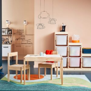 Ikea LÄTT children's table with 2 chairs, white/pine