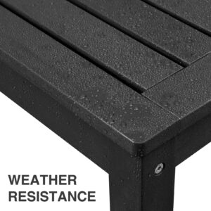 Psilvam Knight Bench, Two Person Outdoor Poly Lumber Patio Backless Bench, Weatherproof Garden Bench That Never Rot and Fade, Suit for Garden, Porch and Park (Black)