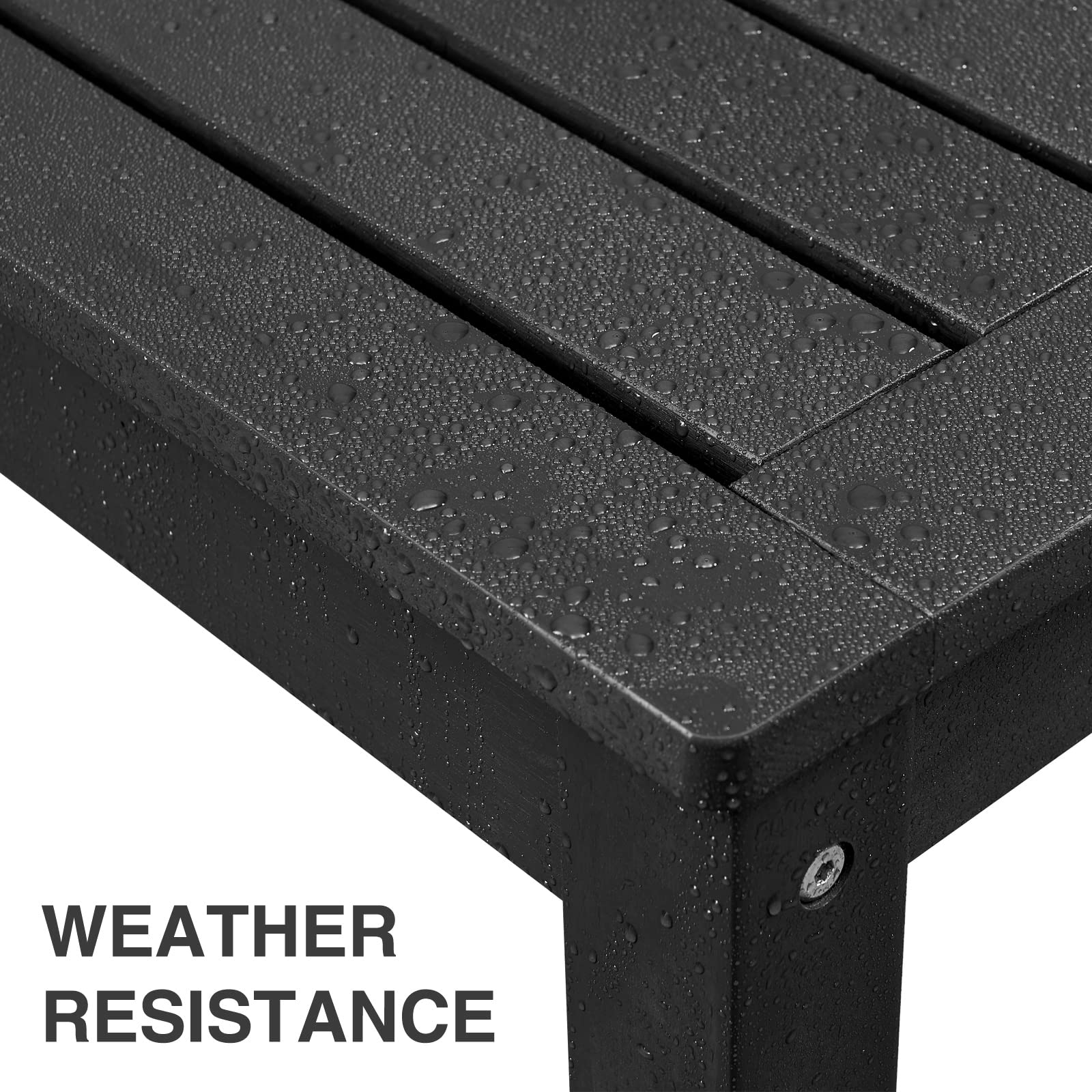 Psilvam Knight Bench, Two Person Outdoor Poly Lumber Patio Backless Bench, Weatherproof Garden Bench That Never Rot and Fade, Suit for Garden, Porch and Park (Black)