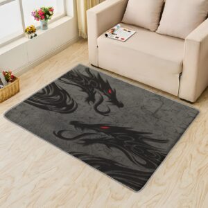 Chinese Dragon Area Rug 3x5, Fantasy Rugs for Bedroom Living Room, Oriental Carpet, Washable & Non-Slip & Soft Flannel Rug, Printed Indoor Mat for Home Decor