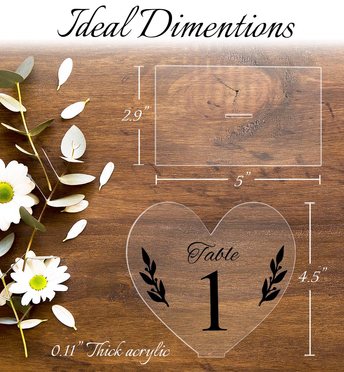 25 PCS Wedding Table Numbers, Table Numbers for Wedding Reception heart shaped, Table Numbers Wedding acrylic, Wedding Table Number with stands.