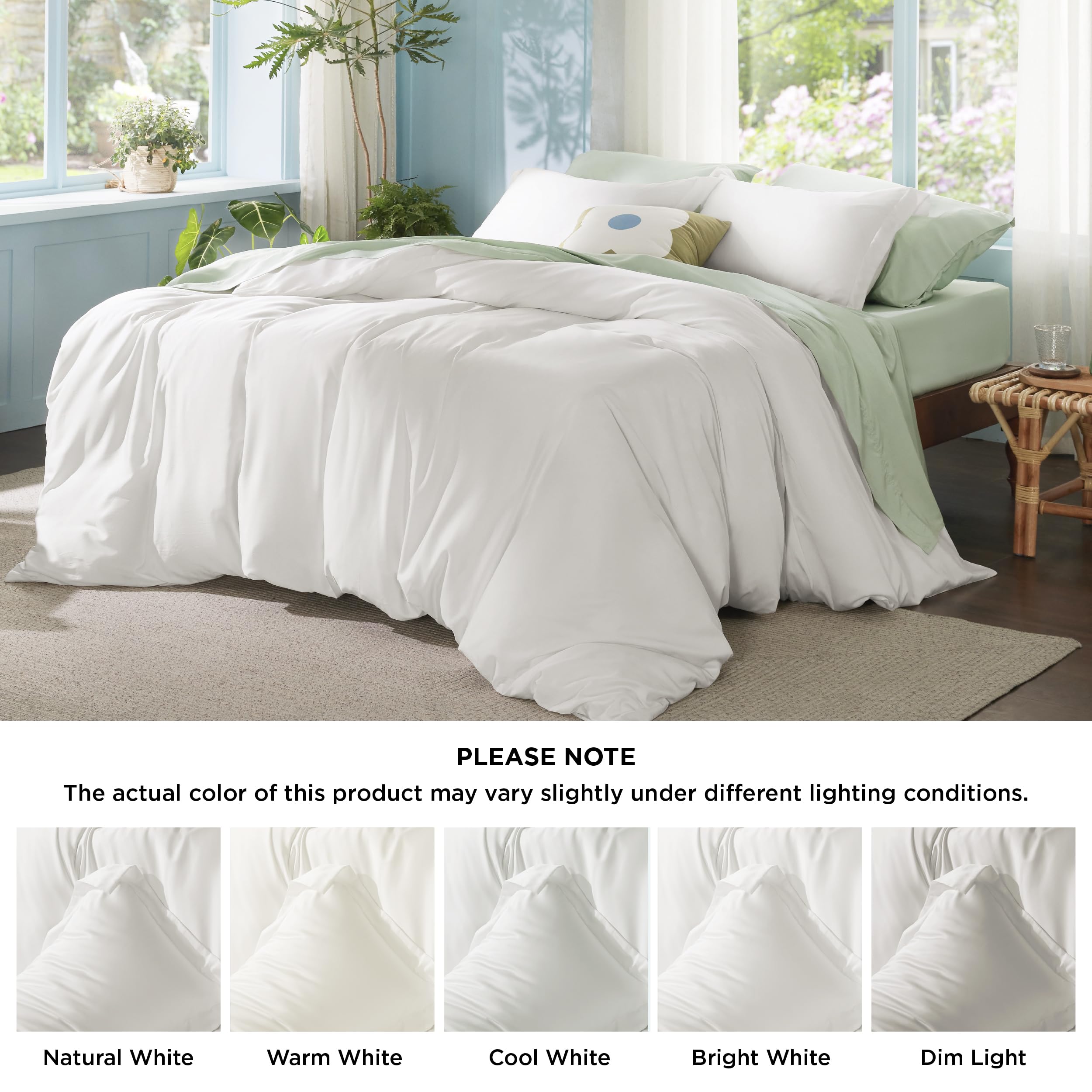 Bedsure King Duvet Cover Ivory White - Moisture Wicking and Silky Eucalyptus Lyocell Cotton Hybrid Comforter Cover Set for Hot Sleeper - Buttery Soft and Breathable Cooling Bedding,Full Size