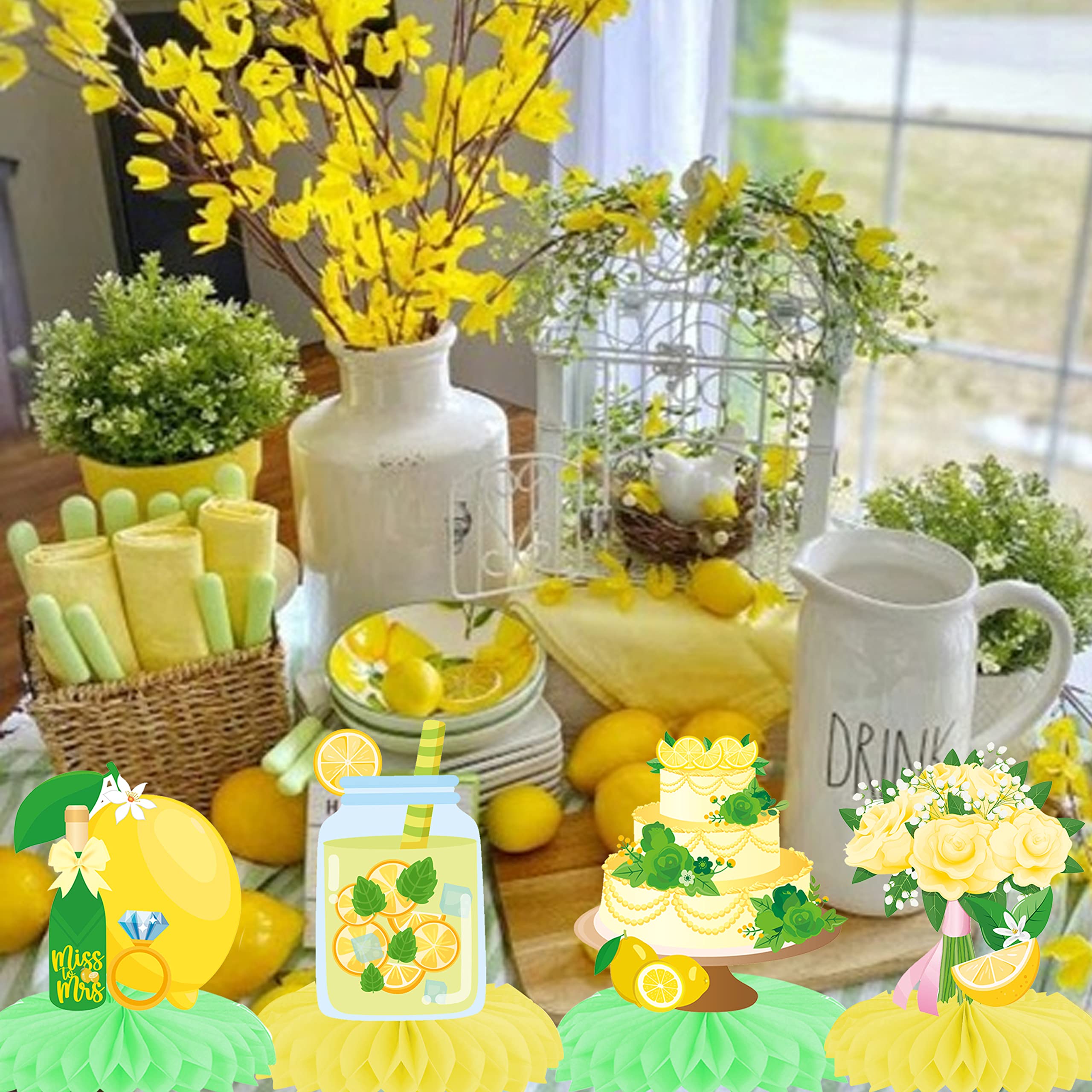 Lemon Bridal Shower Centerpiece Honeycomb She Found Her Main Squeeze Lemon Table Centerpiece Decoration for Lemon Theme Bridal Shower Wedding Engagement Bachelorette Party Supplies