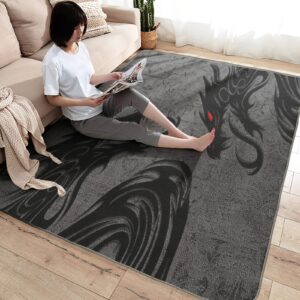 Chinese Dragon Area Rug 3x5, Fantasy Rugs for Bedroom Living Room, Oriental Carpet, Washable & Non-Slip & Soft Flannel Rug, Printed Indoor Mat for Home Decor