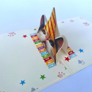 DongNaiWin Tricolor Birthday Card Cat Lovers Birthday Card - Calico Cat Pop Up Card with Envelope - Happy Birthday Greeting for Calico Lovers