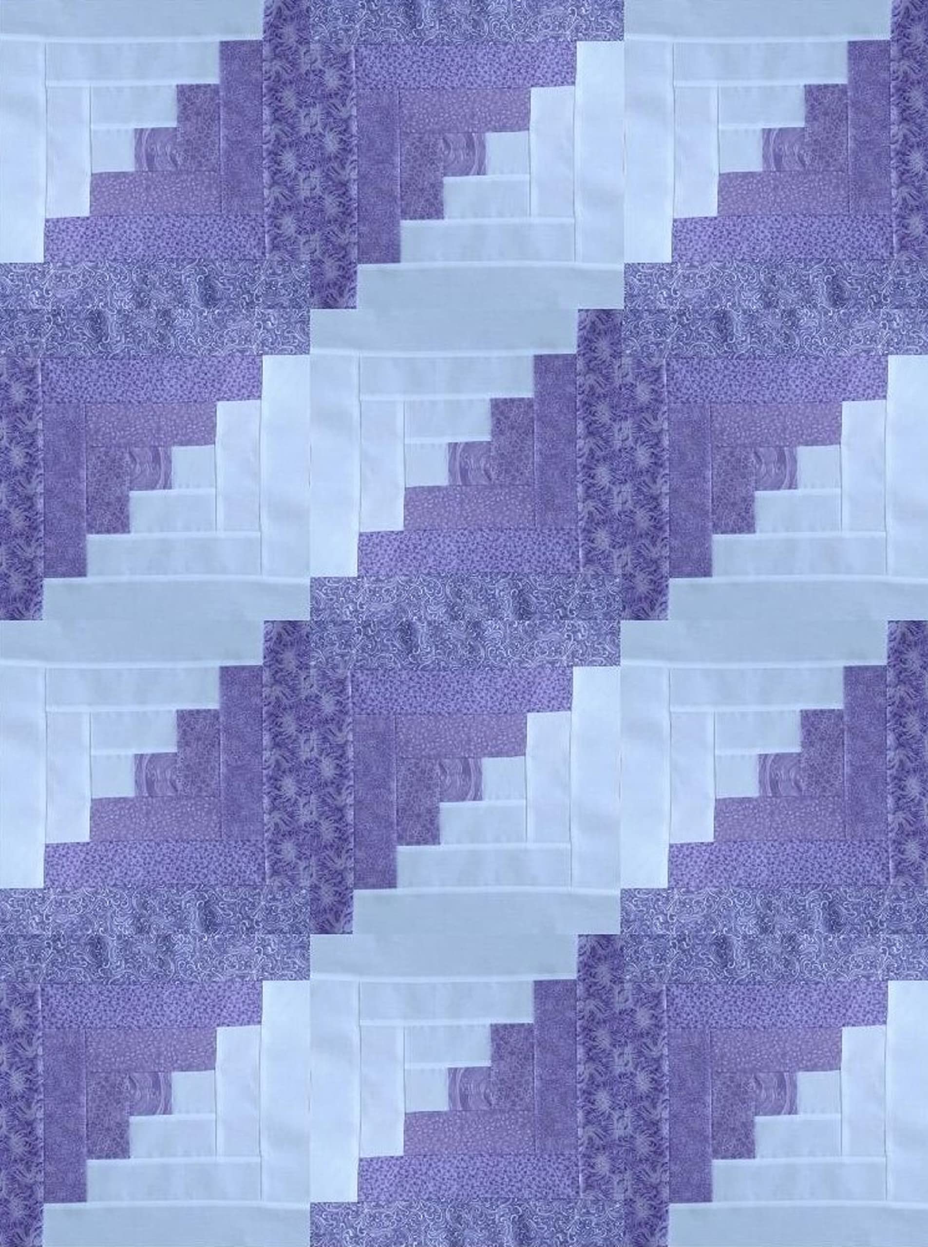 Purples and White Log Cabin Block Kit - Makes a 42 x 56 Quilt Top Only