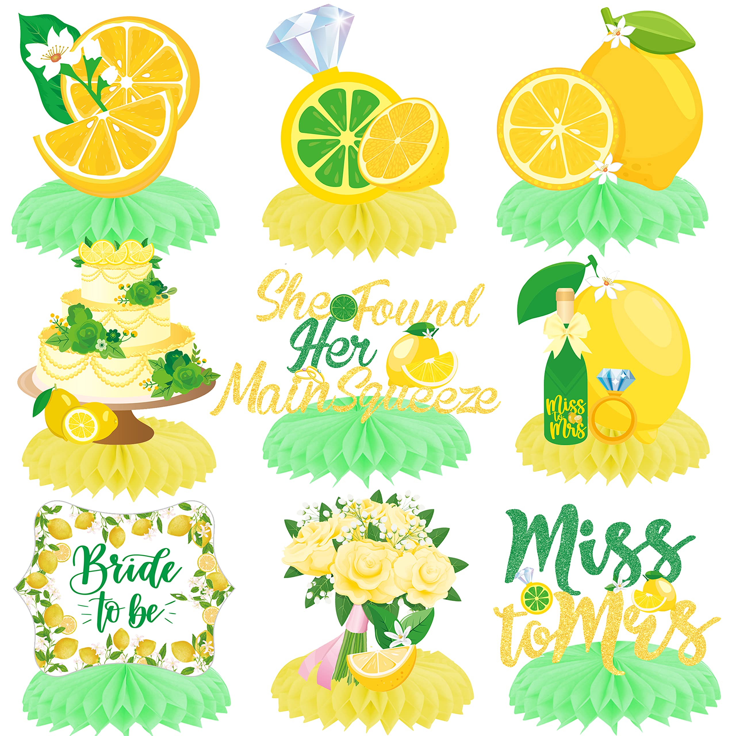 Lemon Bridal Shower Centerpiece Honeycomb She Found Her Main Squeeze Lemon Table Centerpiece Decoration for Lemon Theme Bridal Shower Wedding Engagement Bachelorette Party Supplies