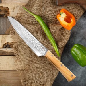 Moorhaus 8" Kitchen Knife, Stainless Damascus Steel 67 Layer - Razor Sharp, Superb Edge Retention, Stain & Corrosion Resistant Chefs Knives