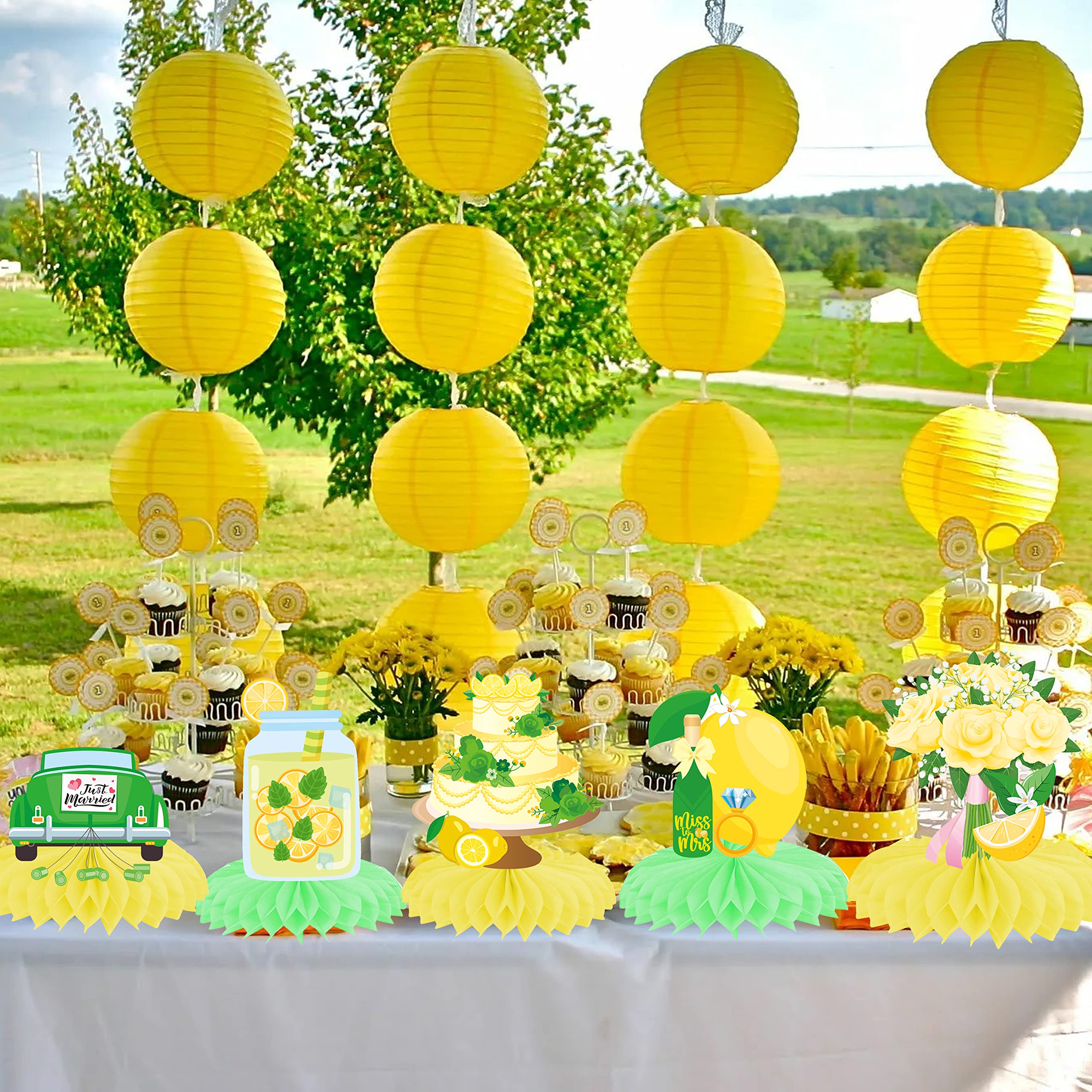 Lemon Bridal Shower Centerpiece Honeycomb She Found Her Main Squeeze Lemon Table Centerpiece Decoration for Lemon Theme Bridal Shower Wedding Engagement Bachelorette Party Supplies