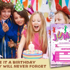 ONDTOM Jump Trampoline Birthday Party Invitations With Envelopes(4" x 6")- 20 Pack - Bounce House Party Invites-c56