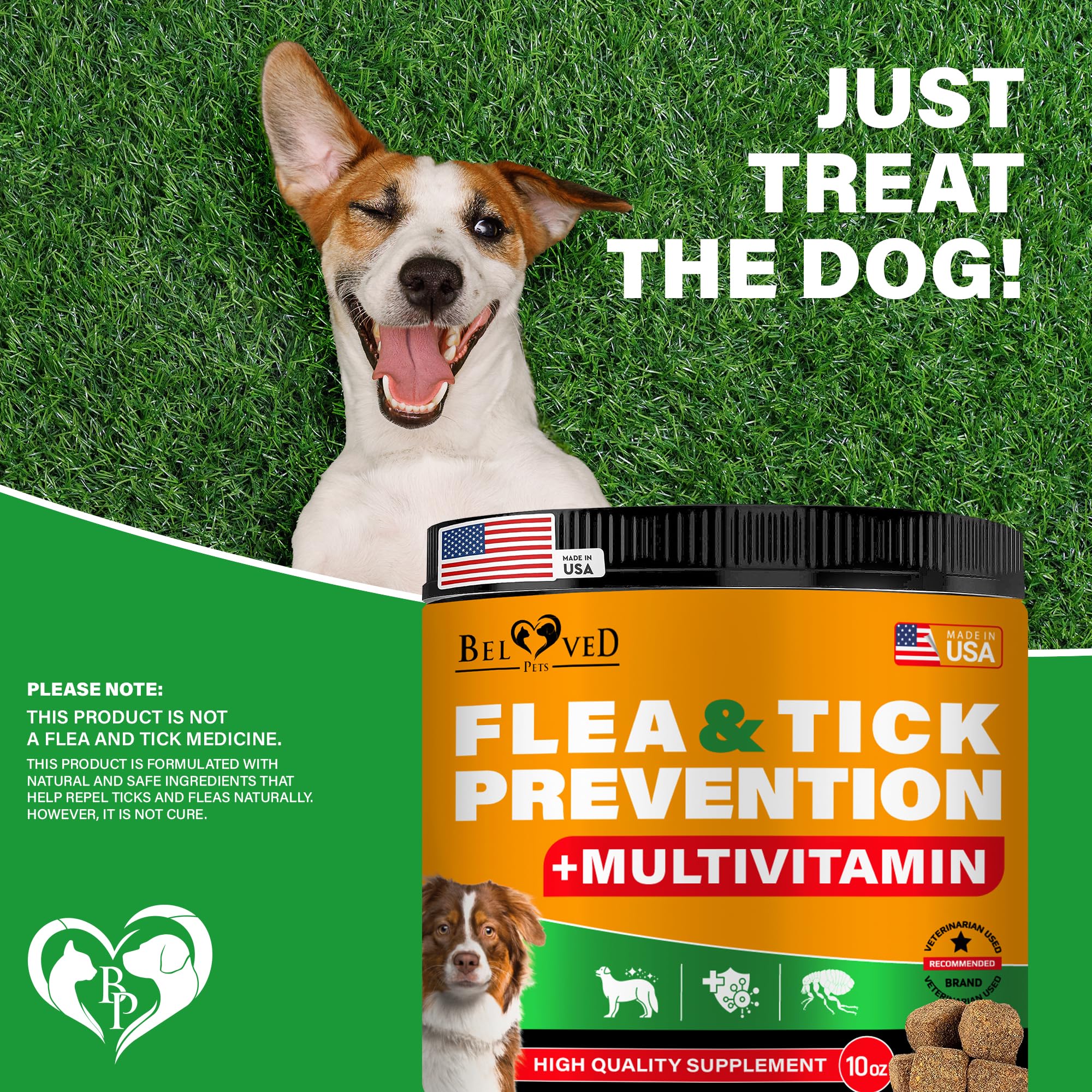 Flea and Tick Prevention Chewable Pills for Dogs - Revolution Oral Flea Treatment for Pets & Complex Multivitamin -Natural Pest Control & Defense Chews - Small Tablets Made in USA (10 Oz)