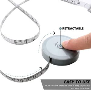 6 Packs Retractable Tape Measure + 2PCS Soft Boby Measuring Tape for Body Measurements(60-Inch), Premium Sewing Tape Double Scale Vinyl Ruler for Weight Loss Medical Tailor Fabric Cloth Knitting Craft