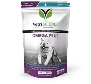 vetriscience omega plus advanced skin supplement for dogs – fish oil supplement for itchy skin with omegas 3, 6, 9 fatty acids and added nutrients