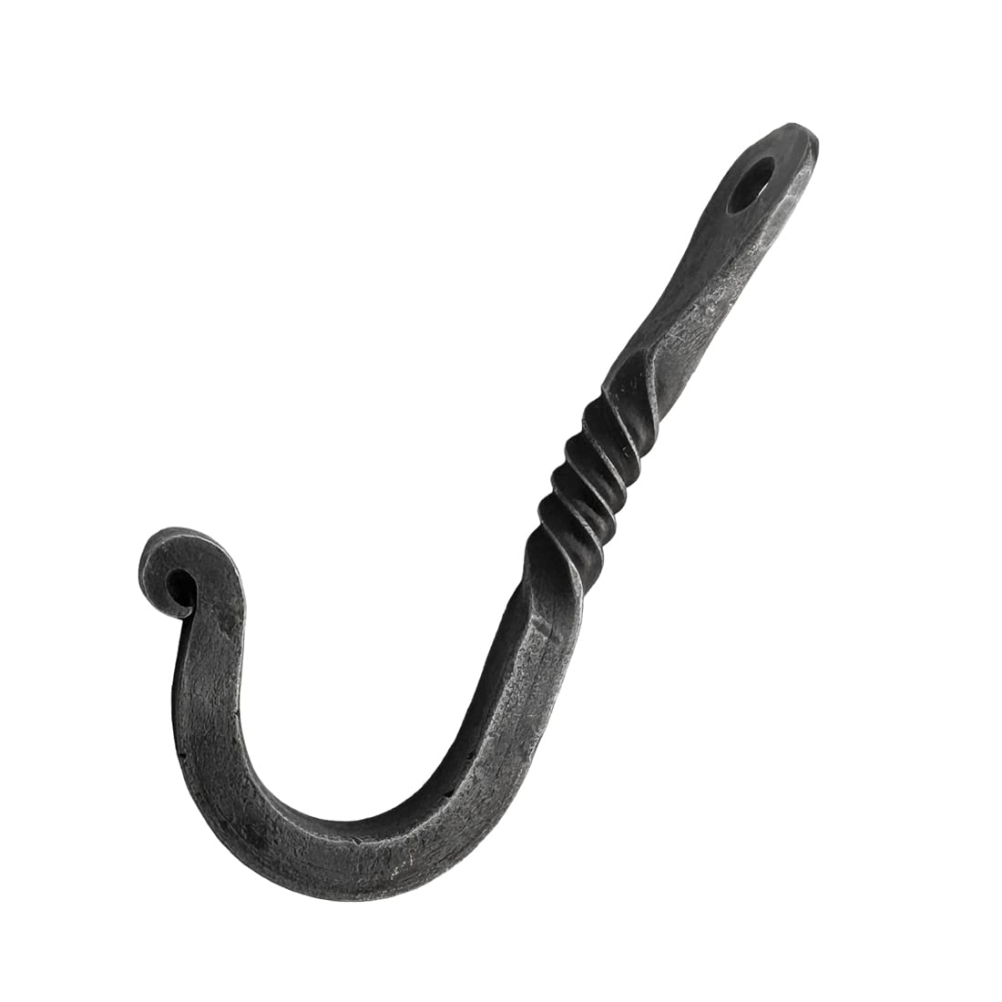 Living Ideas Hand Forged Twisted Wall Hook Wrought Iron Handmade Wall Mounted Coat Hook Blacksmith Metal Wall Kitchen Towel Hooks Rack Black Antique Finish Wall Hooks