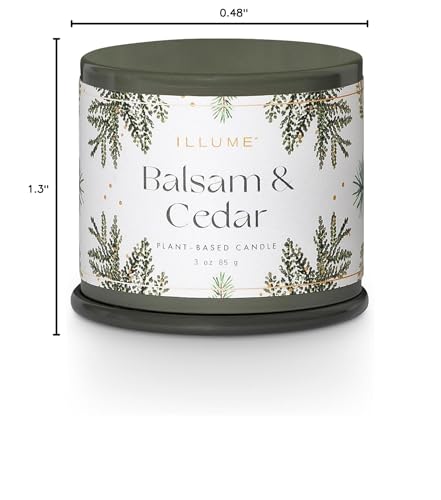 ILLUME Demi Vanity Tin Candle, Balsam & Cedar, Signature 3 oz.