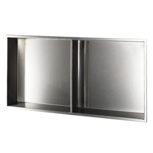 Stainless Steel Shower Niche 24" X 12",No Tile Needed Wall Niche Double Shelves,Recessed Niche Shower Shelf for Bathroom Storage