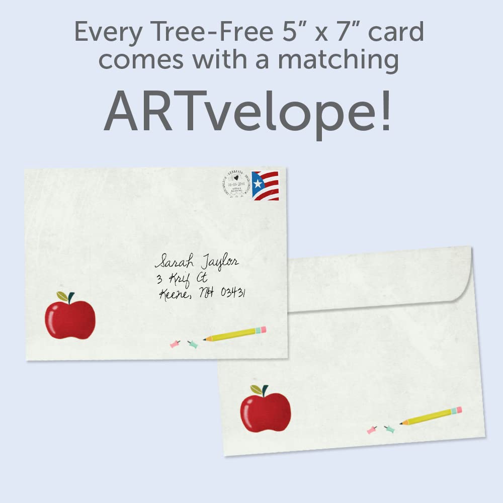 Tree-Free Greetings Teacher Appreciation Cards - Artful Designs - 1 Card + Matching Envelopes - Made in USA - 100% Recycled Paper - 5"x7" - Lighthearted, For Teacher, Awesome Fantastic Teacher (GO64426)