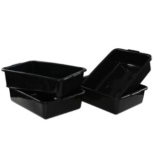 Hespama 8 L Plastic Bus Box Tubs, 4-Pack, Small Restaurant Bus Tub, Black