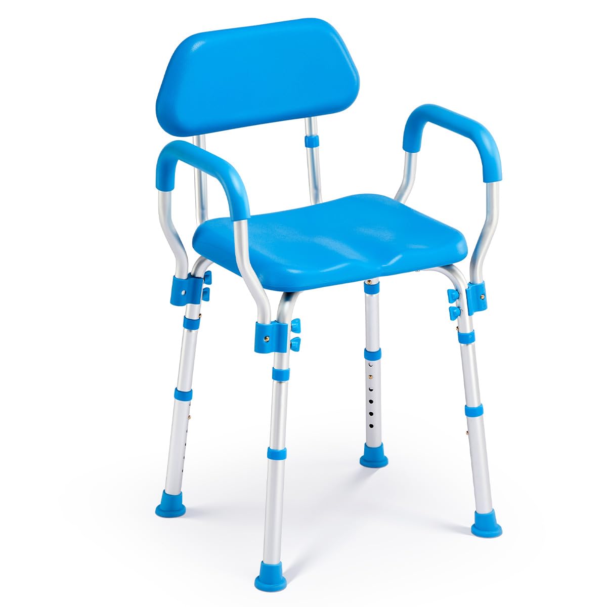 Zler Adjustable Shower Chair, Padded Shower Chair with Back and Arms, Medical Shower Seat for Inside Shower for Elderly, Disabled and Handicap, 350lb