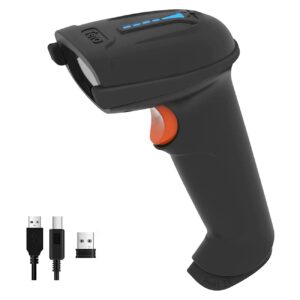 tera barcode scanner wireless versatile 2-in-1 (2.4ghz wireless+usb 2.0 wired) with battery level indicator, 328 feet transmission distance rechargeable 1d laser bar code reader handheld 5100e black