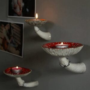 REHOC 3PCS Mushroom Shelf Wall Floating Shelf Decor Shelves for Bedroom, Living Room, Bathroom and More