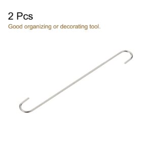 uxcell S Hanging Hooks, 16inch(400mm) Extra Long Steel Hanger, Indoor Outdoor Uses for Garden, Bathroom, Closet, Workshop, Kitchen, Matt Silver, 2Pcs