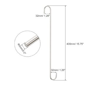 uxcell S Hanging Hooks, 16inch(400mm) Extra Long Steel Hanger, Indoor Outdoor Uses for Garden, Bathroom, Closet, Workshop, Kitchen, Matt Silver, 2Pcs