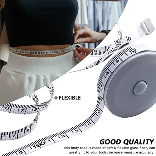 6 Packs Retractable Tape Measure + 2PCS Soft Boby Measuring Tape for Body Measurements(60-Inch), Premium Sewing Tape Double Scale Vinyl Ruler for Weight Loss Medical Tailor Fabric Cloth Knitting Craft